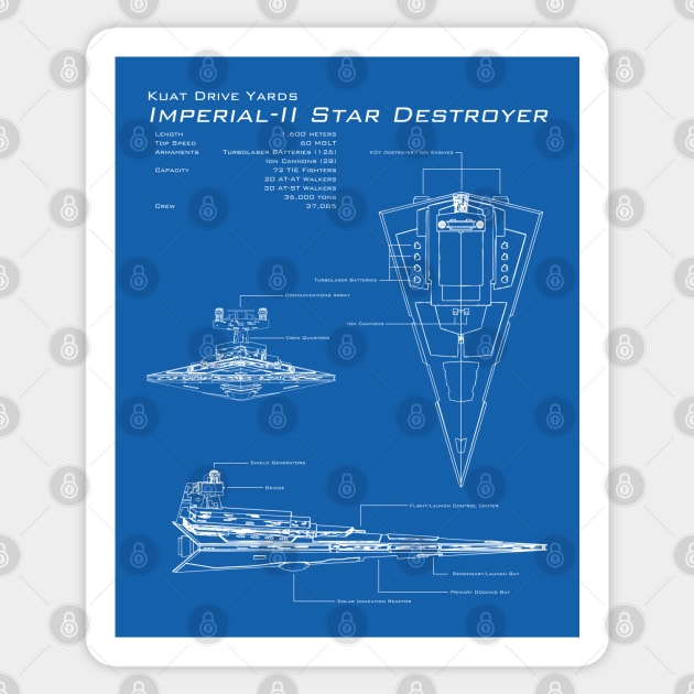 Imperial Star Destroyer Blueprint Sticker by patrickkingart